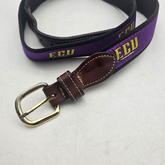 Other - East Carolina Pirates Belt Mens 42 Purple NCAA Football ECU Solid Brass